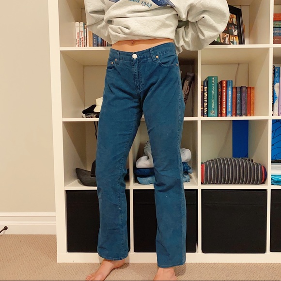 VINTAGE OLD NAVY TEAL CORDUROY PANTS - Picture 3 of 7